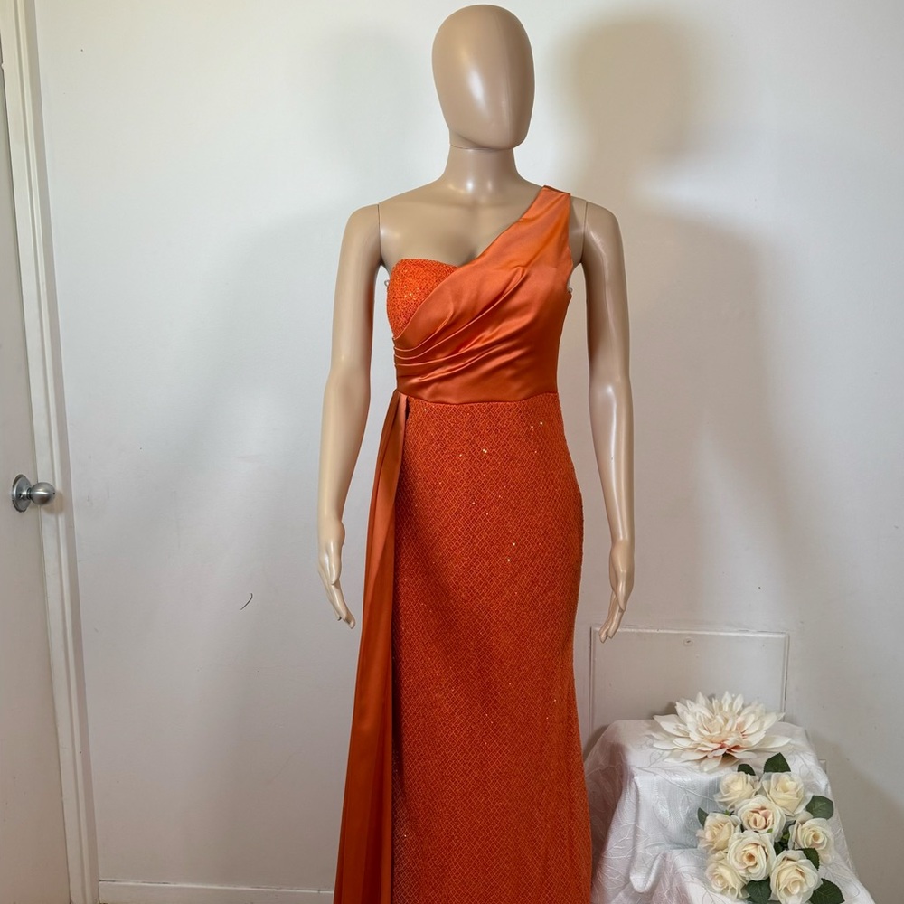 Boutique 9 Vibrant Orange One-Shoulder Dress
